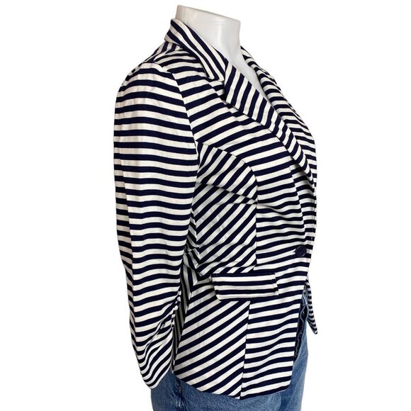 Body Central Striped Blazer Button White Navy Blue Blazer Coat Size S - Picture 4 of 10